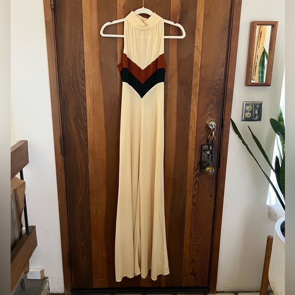 Incredible Vintage 70s Handmade Chevron Maxi Dress Gown